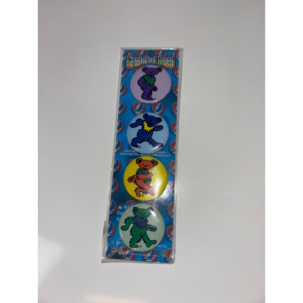 The Grateful Dead‎ Button Pin Set Licensed 4pc Lot Dancing Bears  New